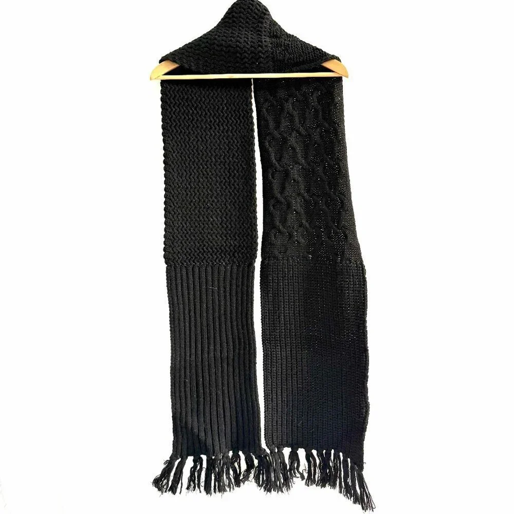 Rogue Wool Blend Black Knit Scarf